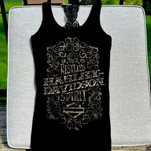 Harley-Davidson Women's Black tank top with crochet back